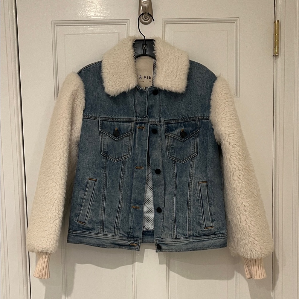La Vie Rebecca Taylor Denim Jacket with Sherpa